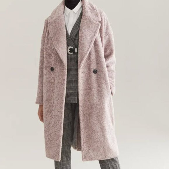 AVEC LES FILLES Boucle Faux Fur Cocoon Coat Tan Size XS Extra Small NWT - Picture 1 of 7